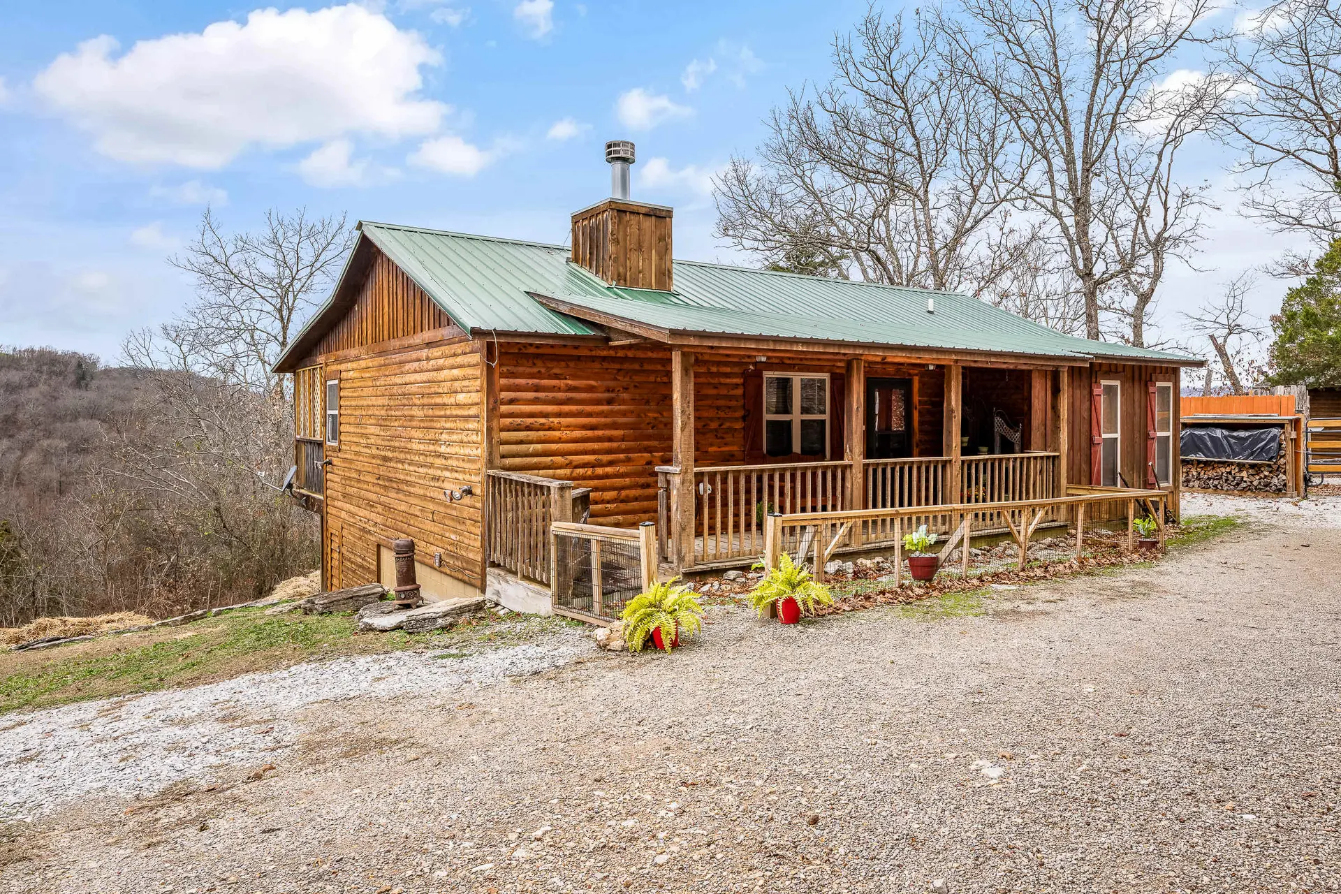 The Escape, a two-suite Eureka Springs cabin for four with a fire pit and views of the White River bend